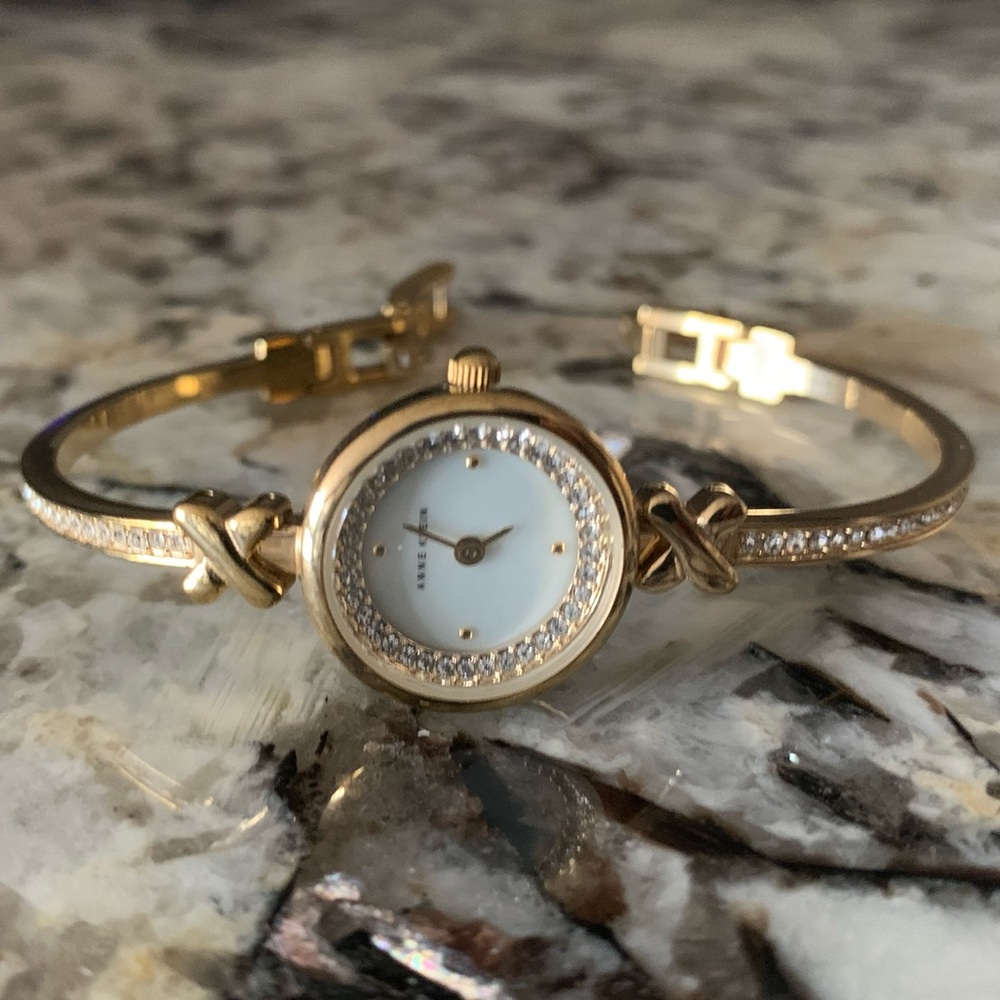 Anne Klein Rhinestone Jeweled Bracelet Watch
